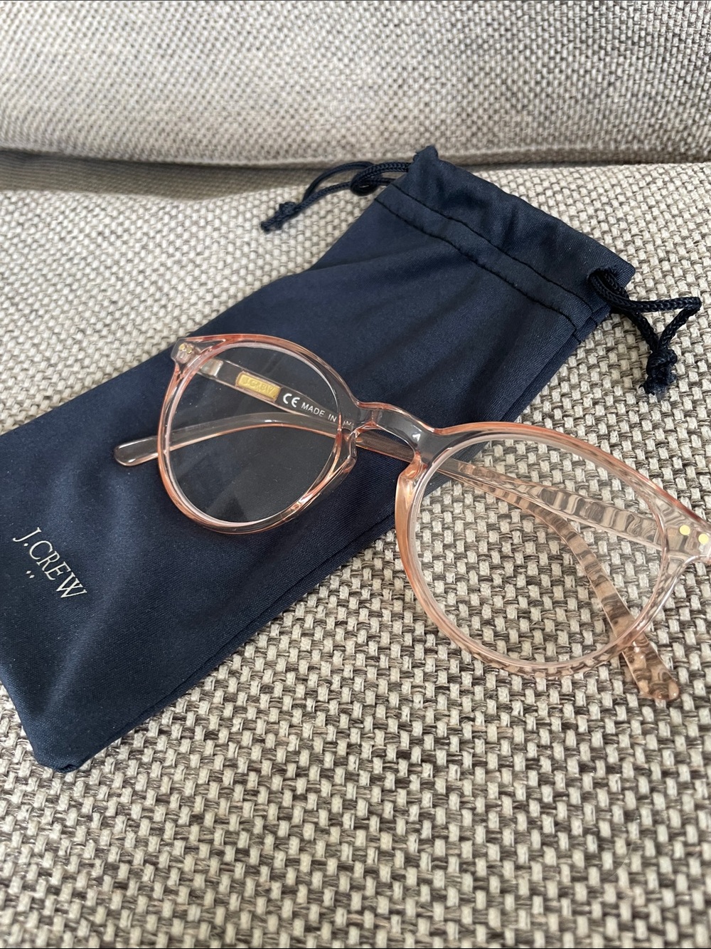 J. Crew Translucent Blush Round Optical Reading Glasses